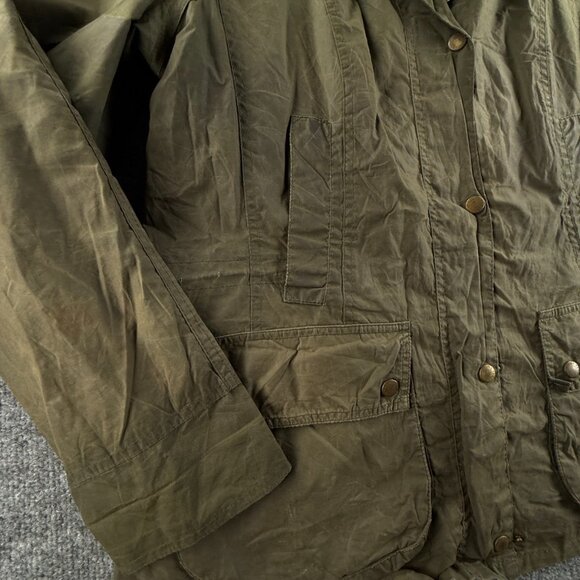 Barbour Flyweight Beadnell Parka Waxed Jacket Women Hooded Green Size 12 US - Picture 3 of 16